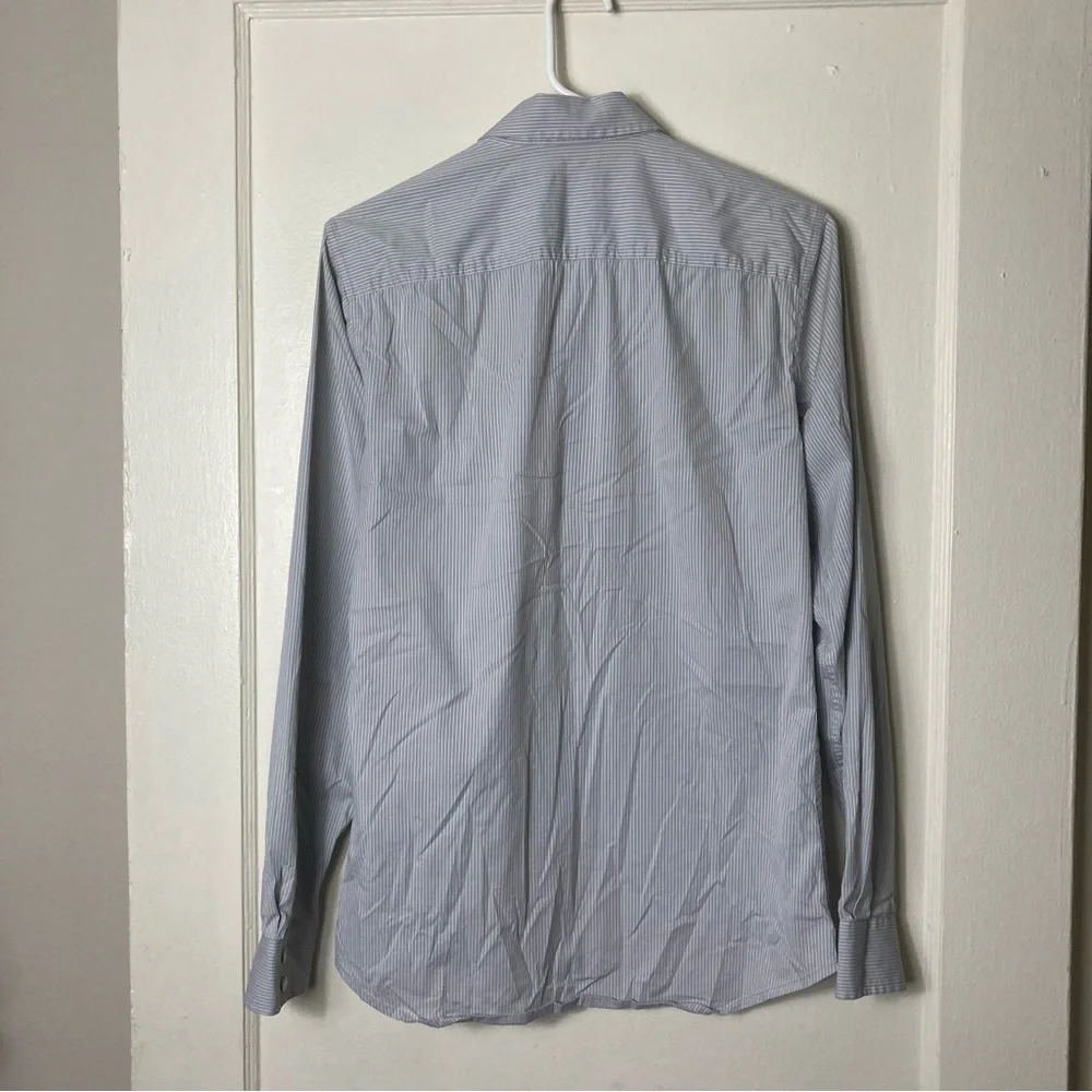 Armani Exchange gray textured stripe snap button up shirt mens S slim - Picture 10 of 11